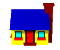 A gif of a colorful rotating house.